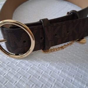 Michael Kors Dark Brown and Gold Women's Belt